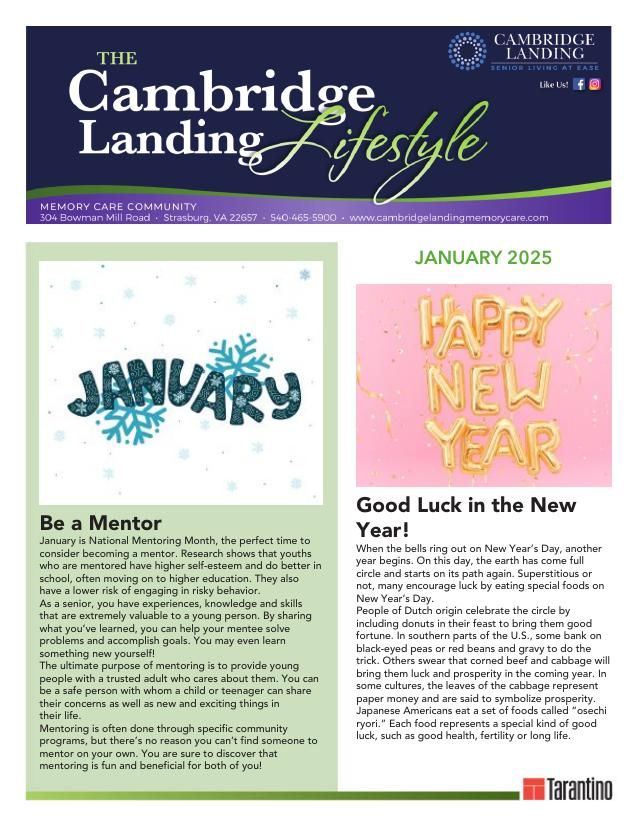 Memory Care Current Newsletter